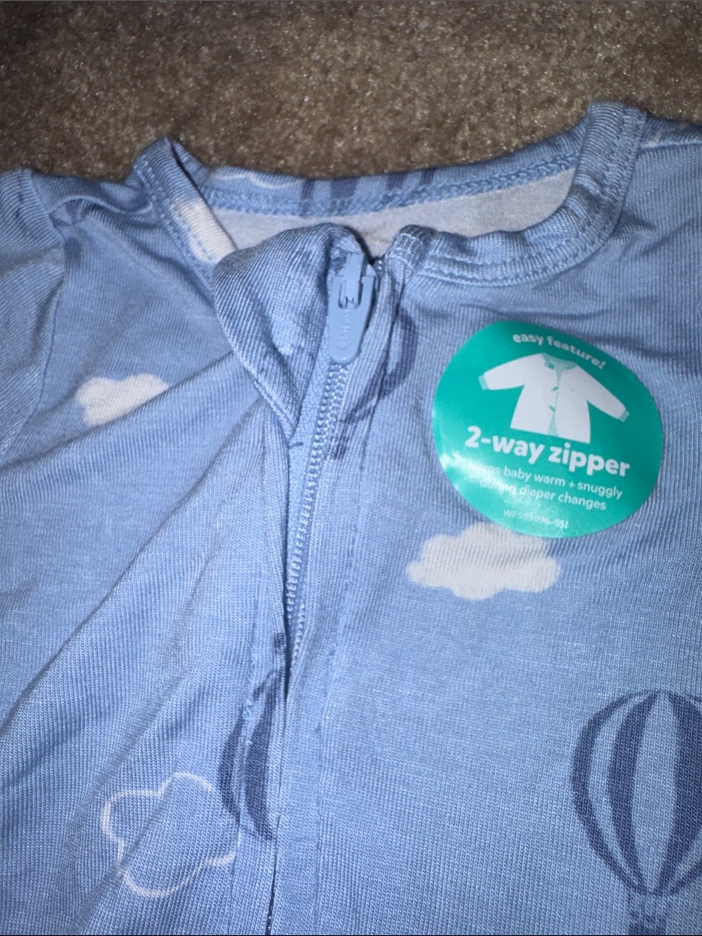 Carter's Blue Hot Air Balloon Footed One-Piece - Picture 6 of 6